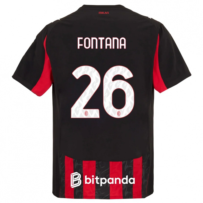 Danxen Dame Francesco Fontana #26 Rød Svart Hjemmetrøye Drakt Trøye 2025/26 Skjorter T-Skjorte