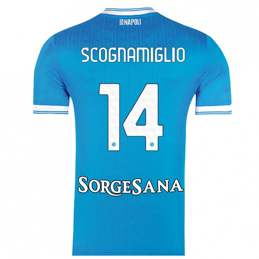 Danxen Dame Fabio Scognamiglio #14 Lyseblå Hvit Hjemmetrøye Drakt Trøye 2025/26 Skjorter T-Skjorte
