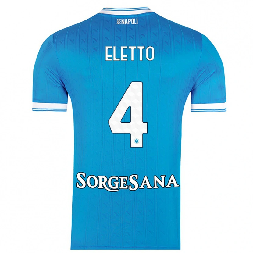 Danxen Dame Francesco Eletto #4 Lyseblå Hvit Hjemmetrøye Drakt Trøye 2025/26 Skjorter T-Skjorte