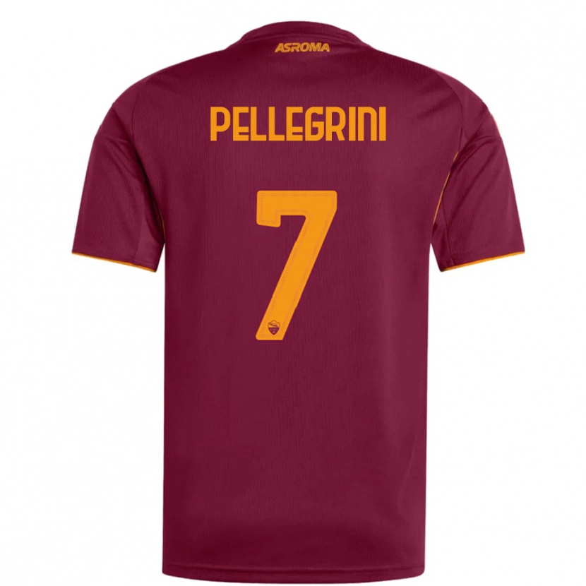 Danxen Dame Lorenzo Pellegrini #7 Burgunder Oransje Hjemmetrøye Drakt Trøye 2025/26 Skjorter T-Skjorte