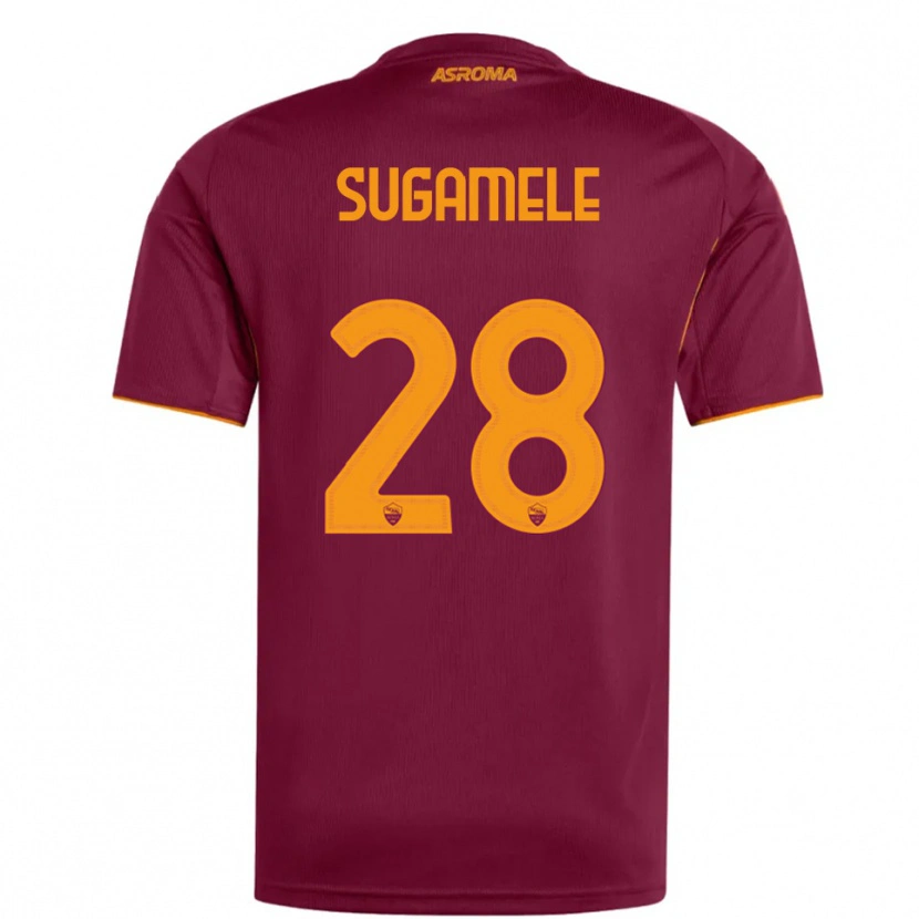 Danxen Dame Alessandro Sugamele #28 Burgunder Oransje Hjemmetrøye Drakt Trøye 2025/26 Skjorter T-Skjorte