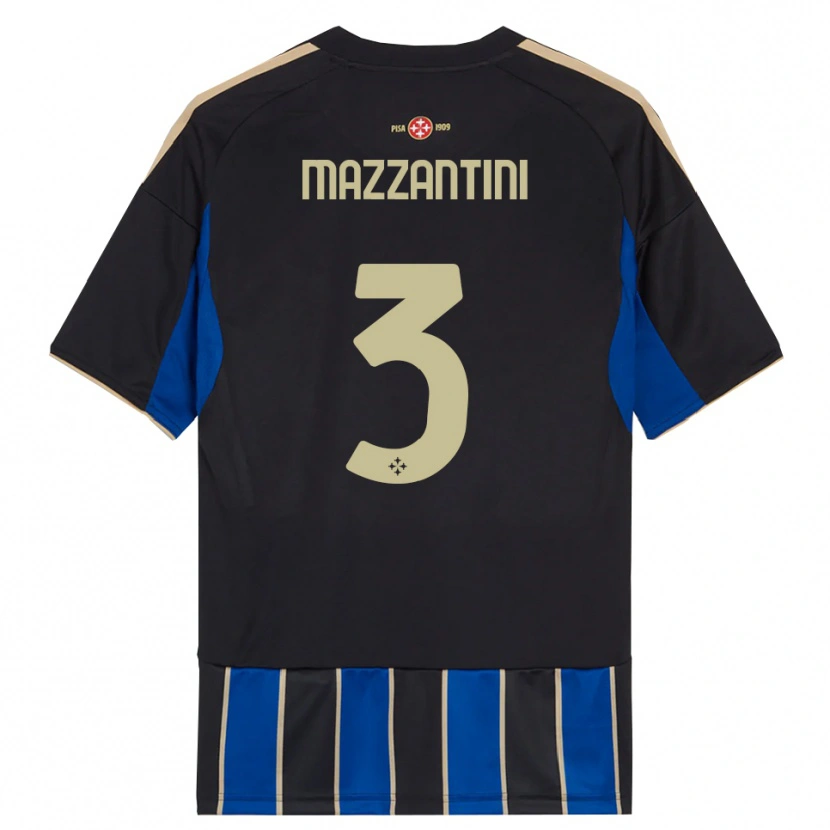 Danxen Dame Niccolò Mazzantini #3 Svart Blå Hjemmetrøye Drakt Trøye 2025/26 Skjorter T-Skjorte