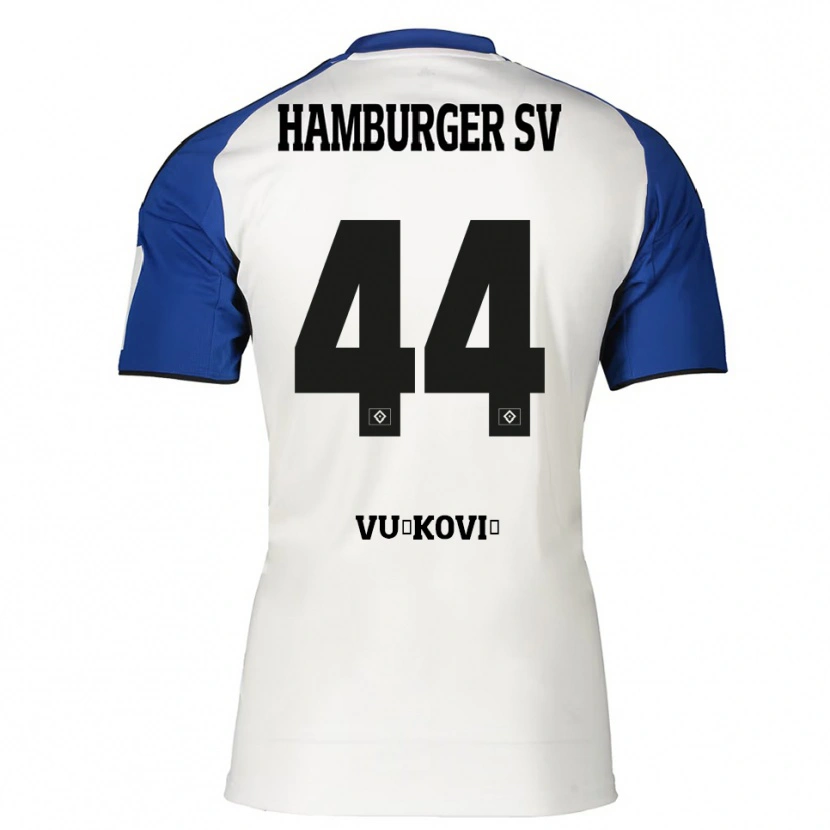 Danxen Dame Mario Vuskovic #44 Hvit Blå Hjemmetrøye Drakt Trøye 2025/26 Skjorter T-Skjorte