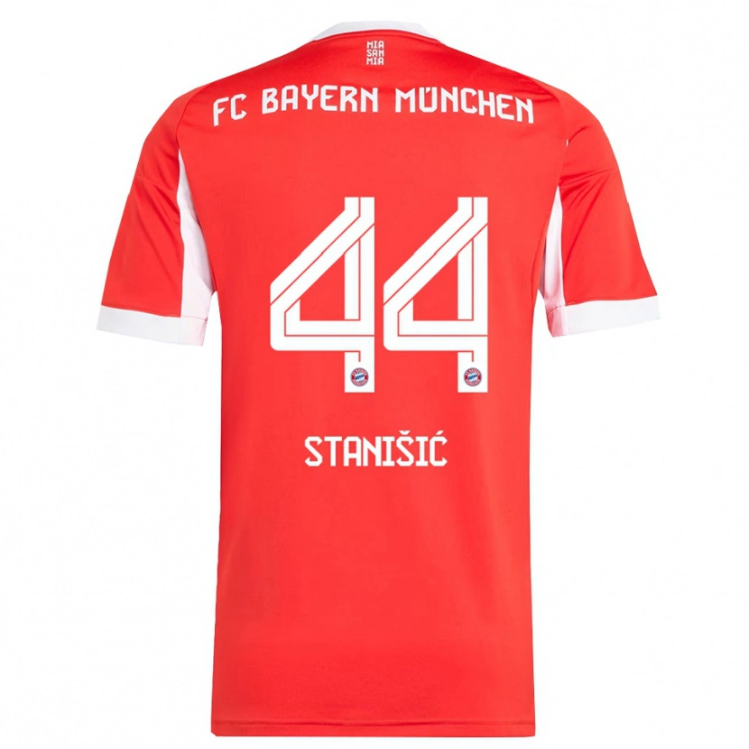 Danxen Dame Josip Stanisic #44 Hvit Rød Hjemmetrøye Drakt Trøye 2025/26 Skjorter T-Skjorte
