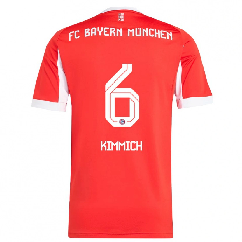 Danxen Dame Joshua Kimmich #6 Hvit Rød Hjemmetrøye Drakt Trøye 2025/26 Skjorter T-Skjorte