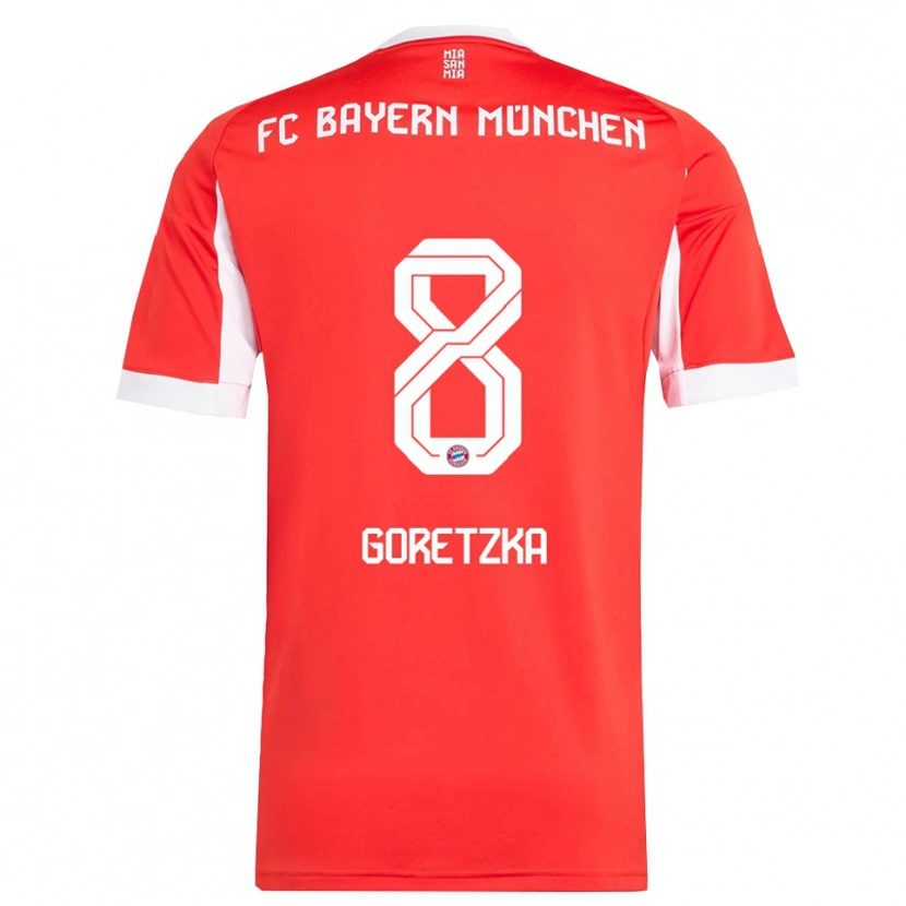 Danxen Dame Leon Goretzka #8 Hvit Rød Hjemmetrøye Drakt Trøye 2025/26 Skjorter T-Skjorte