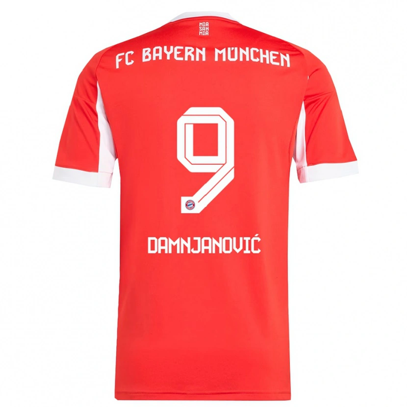 Danxen Dame Jovana Damnjanović #9 Hvit Rød Hjemmetrøye Drakt Trøye 2025/26 Skjorter T-Skjorte