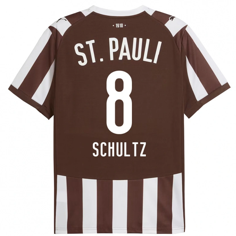 Danxen Dame Paul Schultz #8 Kaffe Hvit Hjemmetrøye Drakt Trøye 2025/26 Skjorter T-Skjorte