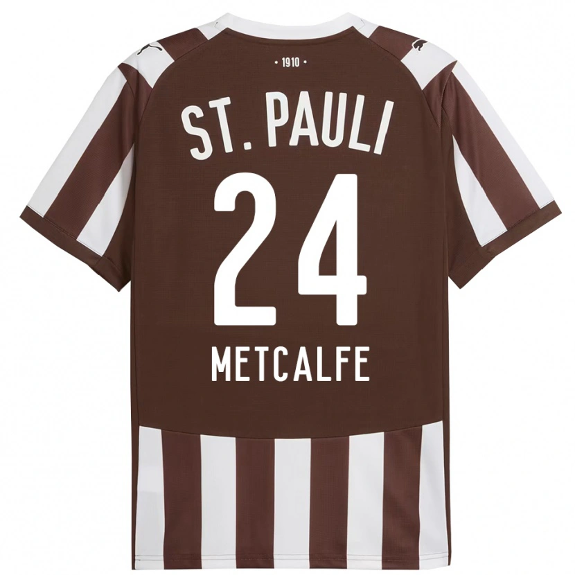 Danxen Dame Connor Metcalfe #24 Kaffe Hvit Hjemmetrøye Drakt Trøye 2025/26 Skjorter T-Skjorte