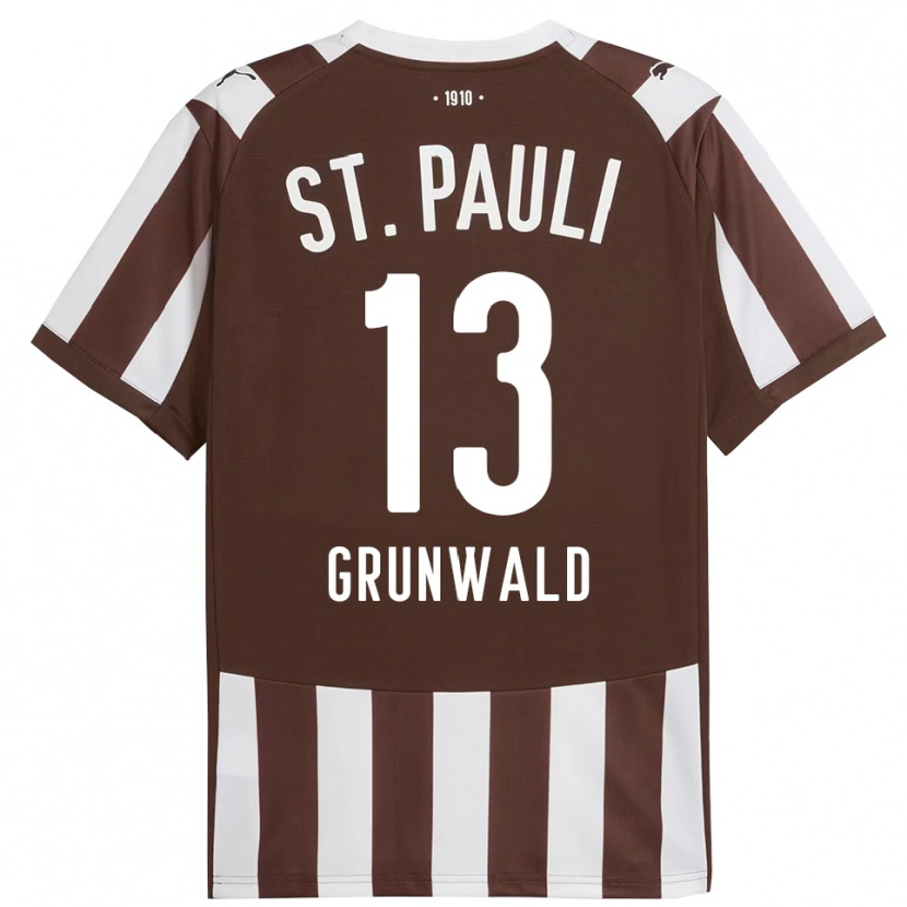 Danxen Dame Julius Grunwald #13 Kaffe Hvit Hjemmetrøye Drakt Trøye 2025/26 Skjorter T-Skjorte