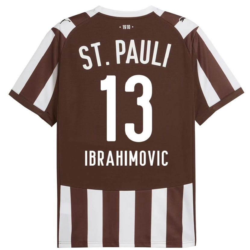 Danxen Dame Ajdin Ibrahimovic #13 Kaffe Hvit Hjemmetrøye Drakt Trøye 2025/26 Skjorter T-Skjorte