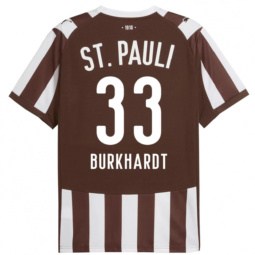 Danxen Dame Jannik Burkhardt #33 Kaffe Hvit Hjemmetrøye Drakt Trøye 2025/26 Skjorter T-Skjorte