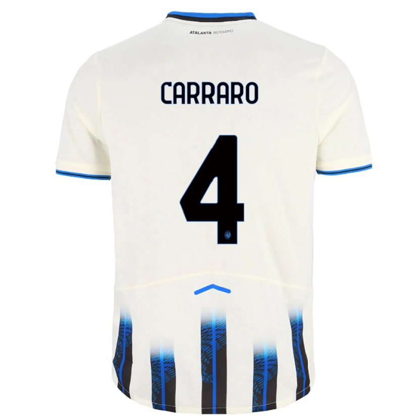 Danxen Dame Marco Carraro #4 Hvit Blå Bortetrøye Drakt Trøye 2025/26 Skjorter T-Skjorte