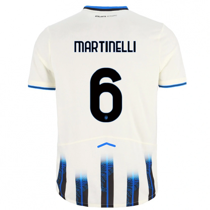 Danxen Dame Gabriel Martinelli #6 Hvit Blå Bortetrøye Drakt Trøye 2025/26 Skjorter T-Skjorte