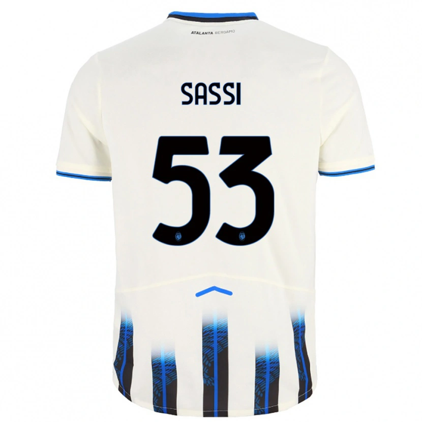 Danxen Dame Jacopo Sassi #53 Hvit Blå Bortetrøye Drakt Trøye 2025/26 Skjorter T-Skjorte