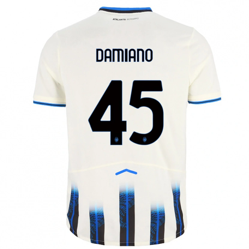 Danxen Dame Vincenzo Damiano #45 Hvit Blå Bortetrøye Drakt Trøye 2025/26 Skjorter T-Skjorte
