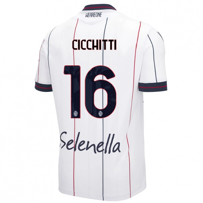 Danxen Dame Sebastiano Cicchitti #16 Hvit Kongeblå Bortetrøye Drakt Trøye 2025/26 Skjorter T-Skjorte