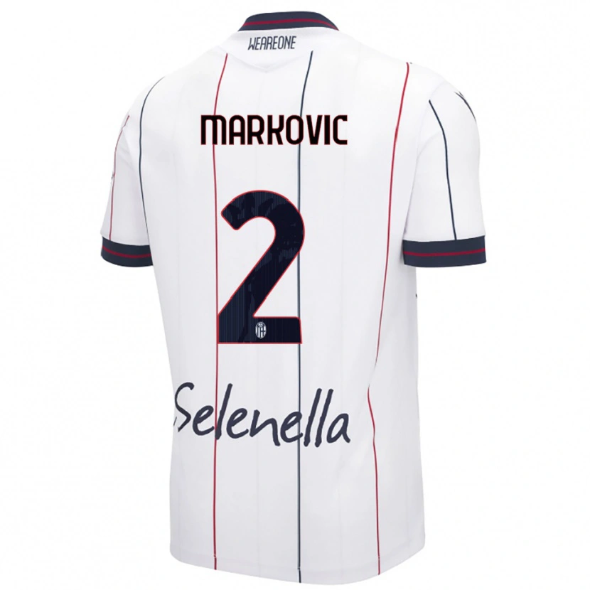 Danxen Dame Petar Markovic #2 Hvit Kongeblå Bortetrøye Drakt Trøye 2025/26 Skjorter T-Skjorte