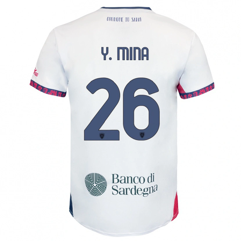 Danxen Dame Yerry Mina #26 Hvit Marineblå Rød Bortetrøye Drakt Trøye 2025/26 Skjorter T-Skjorte