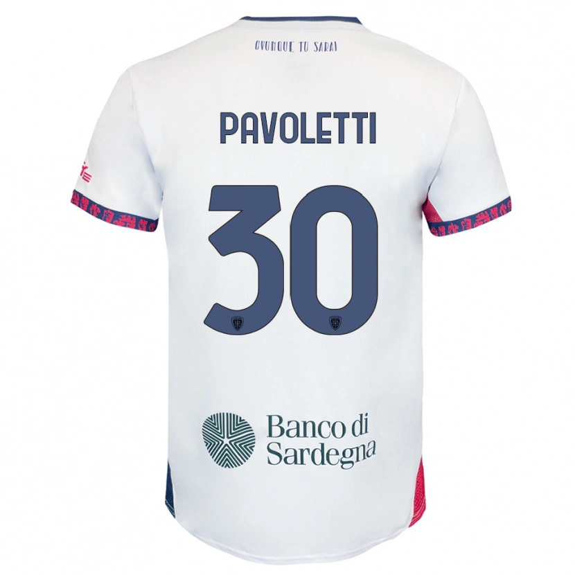 Danxen Dame Leonardo Pavoletti #30 Hvit Marineblå Rød Bortetrøye Drakt Trøye 2025/26 Skjorter T-Skjorte