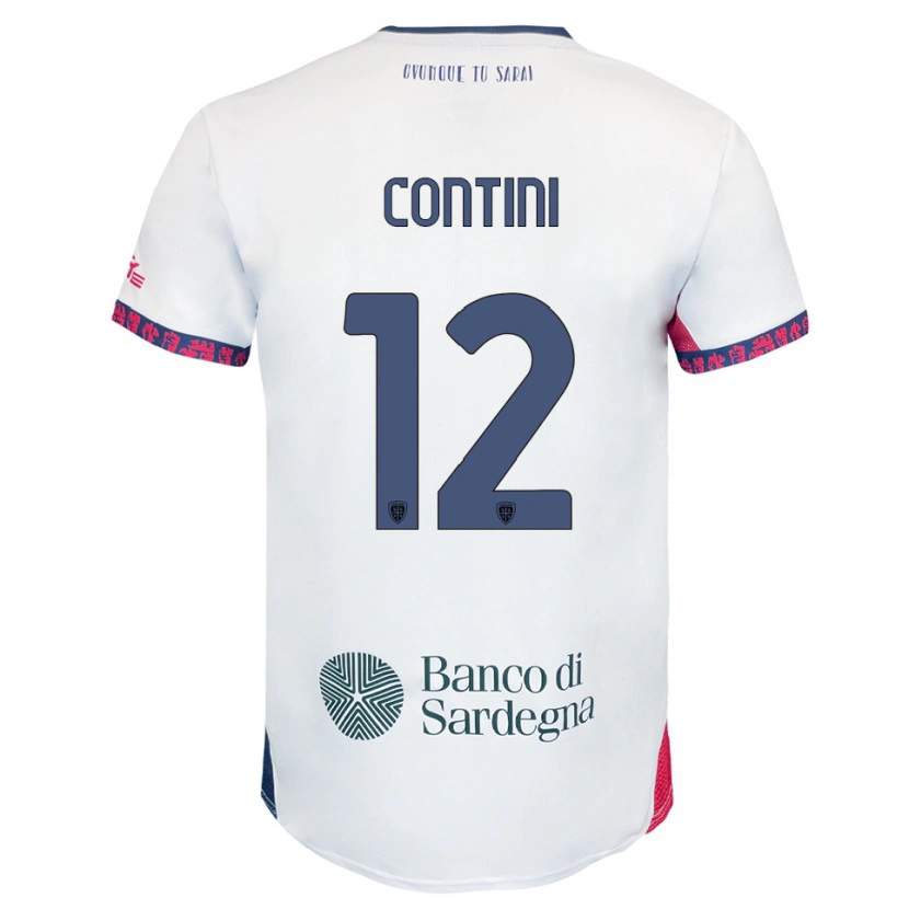 Danxen Dame Federico Contini #12 Hvit Marineblå Rød Bortetrøye Drakt Trøye 2025/26 Skjorter T-Skjorte