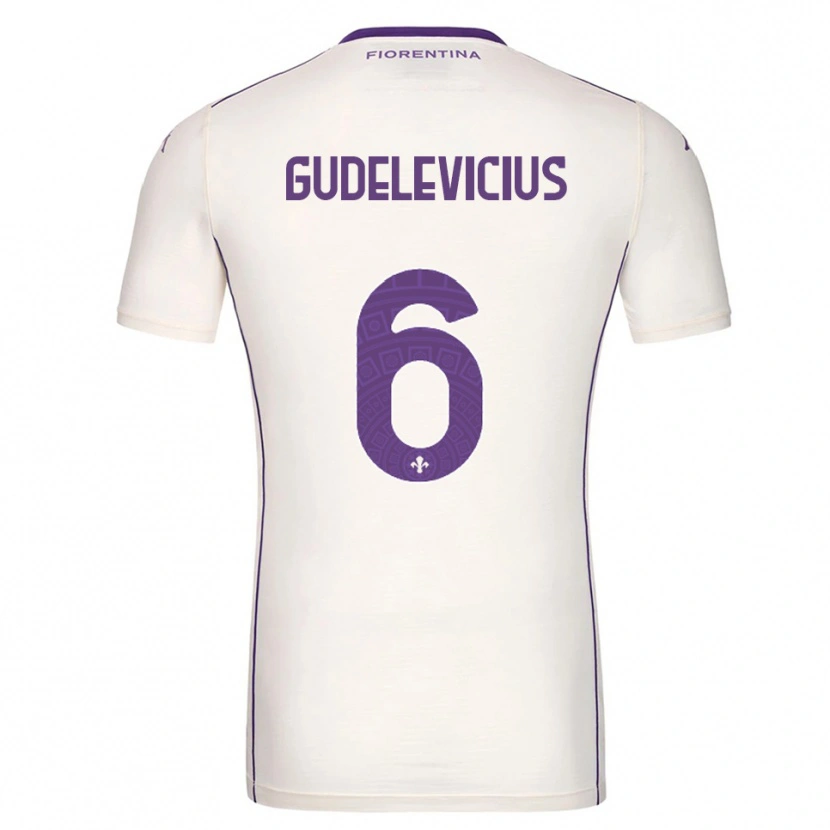 Danxen Dame Ernestas Gudelevičius #6 Hvit Lilla Rød Bortetrøye Drakt Trøye 2025/26 Skjorter T-Skjorte
