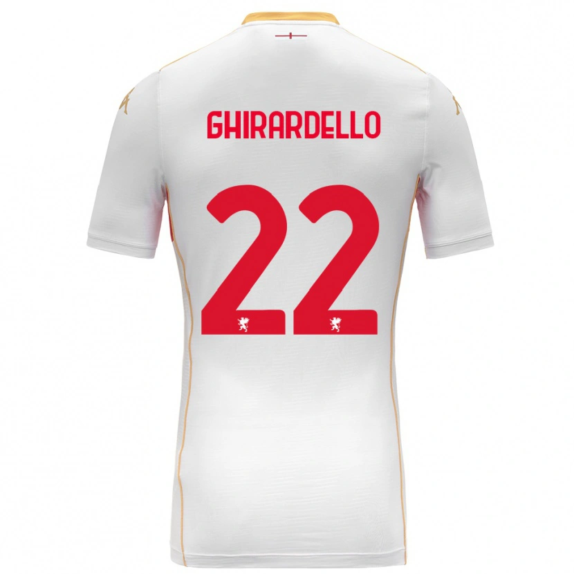 Danxen Dame Tommaso Ghirardello #22 Hvit Rød Bortetrøye Drakt Trøye 2025/26 Skjorter T-Skjorte