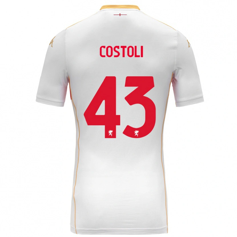Danxen Dame Lorenzo Costoli #43 Hvit Rød Bortetrøye Drakt Trøye 2025/26 Skjorter T-Skjorte