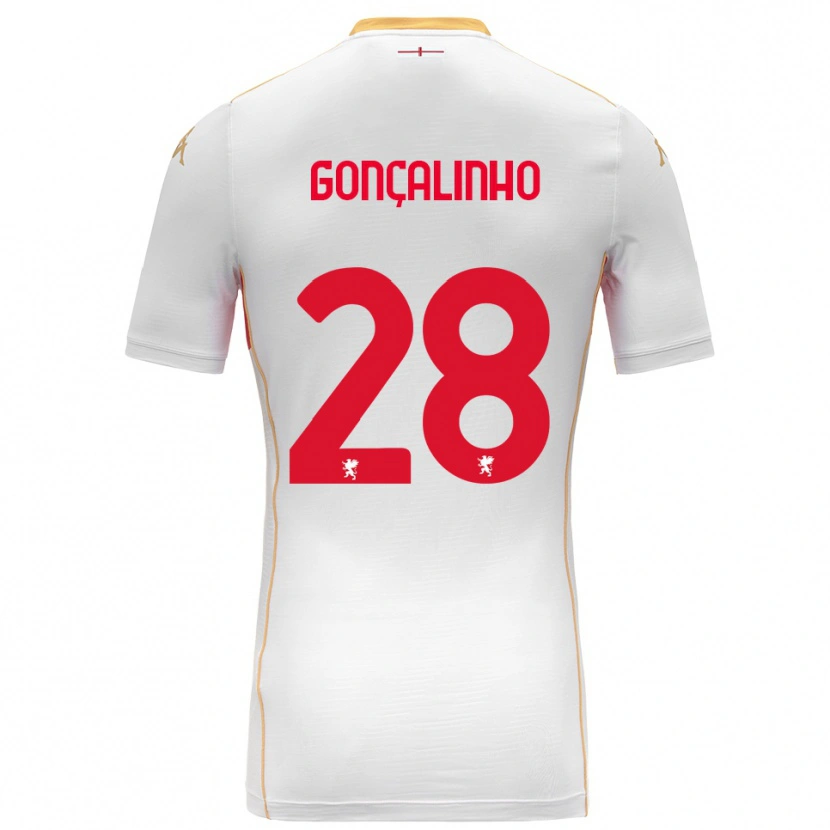 Danxen Dame João Gonçalinho #28 Hvit Rød Bortetrøye Drakt Trøye 2025/26 Skjorter T-Skjorte