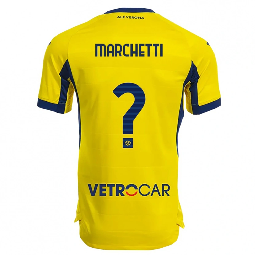 Danxen Dame Nicolò Marchetti #0 Gul Marineblå Bortetrøye Drakt Trøye 2025/26 Skjorter T-Skjorte