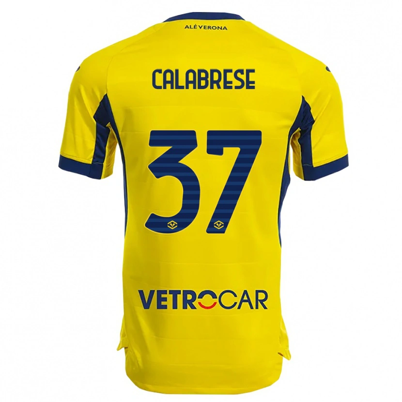 Danxen Dame Nicolò Calabrese #37 Gul Marineblå Bortetrøye Drakt Trøye 2025/26 Skjorter T-Skjorte