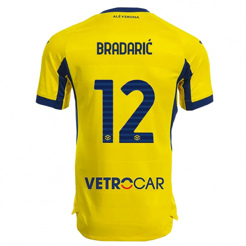 Danxen Dame Domagoj Bradarić #12 Gul Marineblå Bortetrøye Drakt Trøye 2025/26 Skjorter T-Skjorte