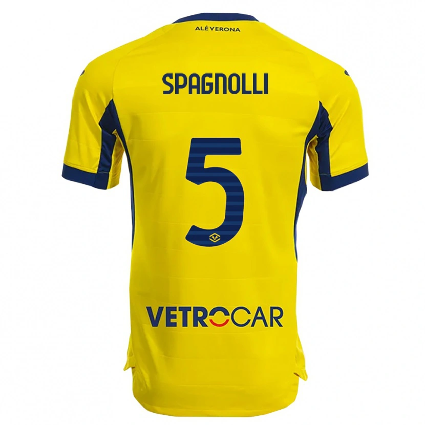Danxen Dame Matteo Spagnolli #5 Gul Marineblå Bortetrøye Drakt Trøye 2025/26 Skjorter T-Skjorte