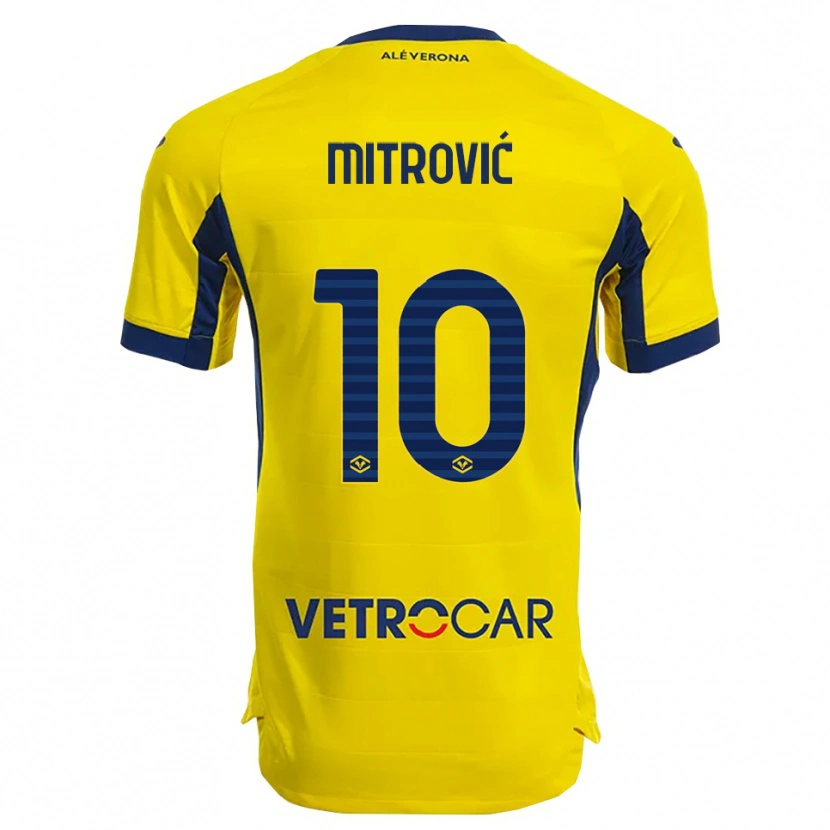 Danxen Dame Stefan Mitrović #10 Gul Marineblå Bortetrøye Drakt Trøye 2025/26 Skjorter T-Skjorte