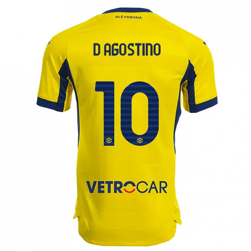 Danxen Dame Samuele D'agostino #10 Gul Marineblå Bortetrøye Drakt Trøye 2025/26 Skjorter T-Skjorte