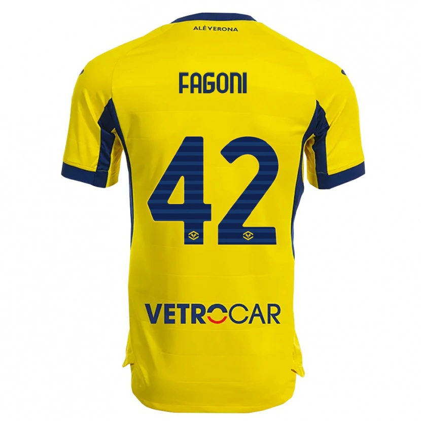 Danxen Dame Marco Fagoni #42 Gul Marineblå Bortetrøye Drakt Trøye 2025/26 Skjorter T-Skjorte