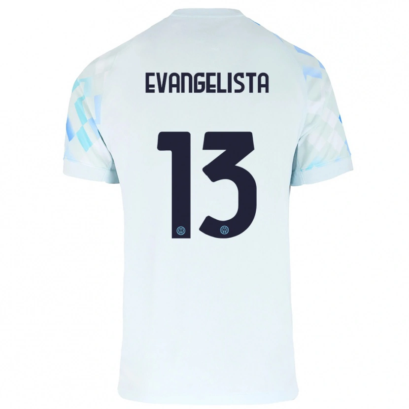 Danxen Dame Edoardo Evangelista #13 Hvit Blå Bortetrøye Drakt Trøye 2025/26 Skjorter T-Skjorte