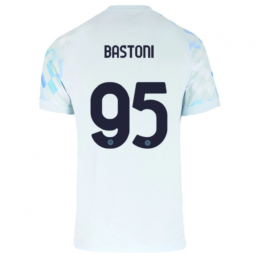 Danxen Dame Alessandro Bastoni #95 Hvit Blå Bortetrøye Drakt Trøye 2025/26 Skjorter T-Skjorte
