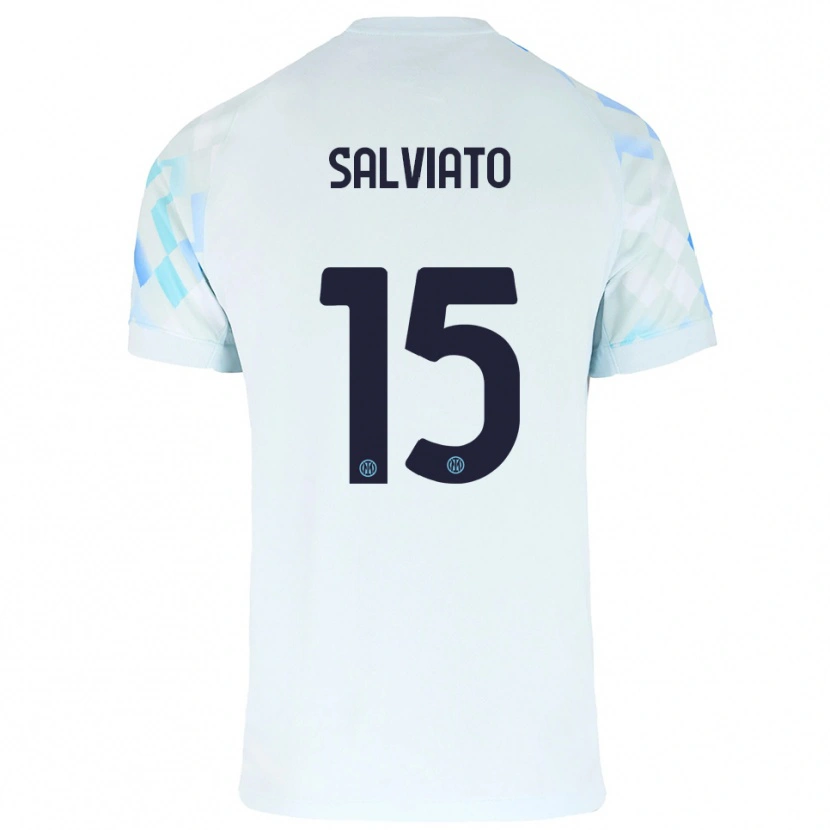 Danxen Dame Gabriel Salviato #15 Hvit Blå Bortetrøye Drakt Trøye 2025/26 Skjorter T-Skjorte