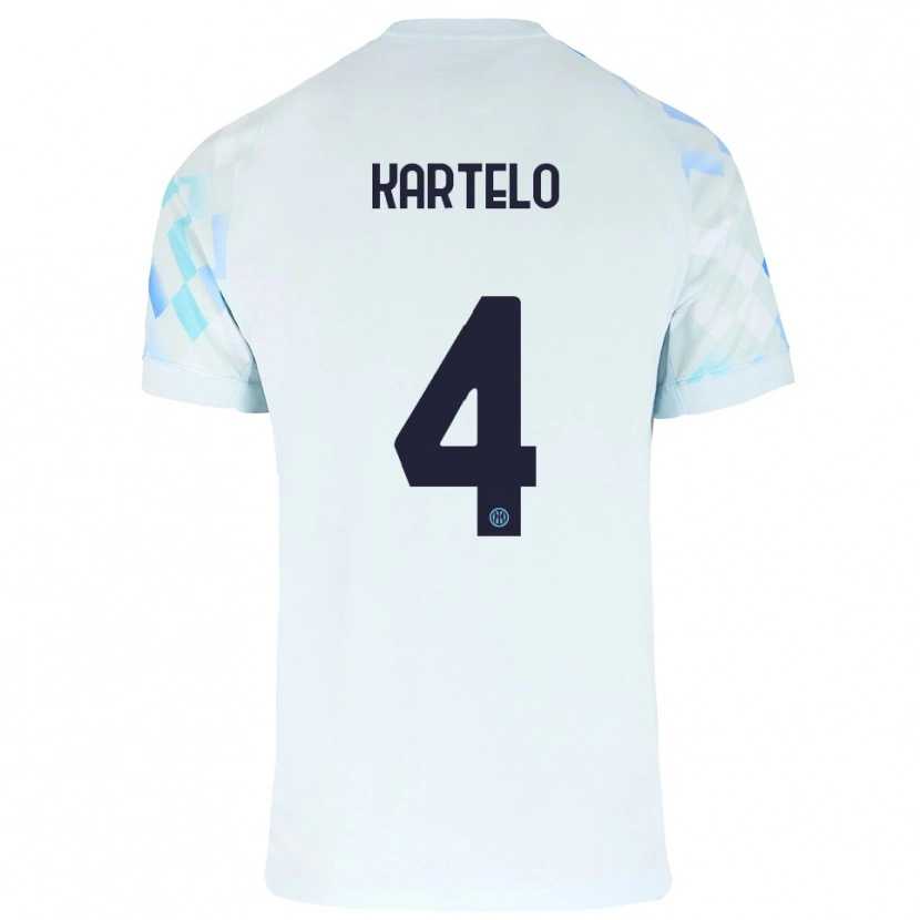 Danxen Dame Dominik Kartelo #4 Hvit Blå Bortetrøye Drakt Trøye 2025/26 Skjorter T-Skjorte