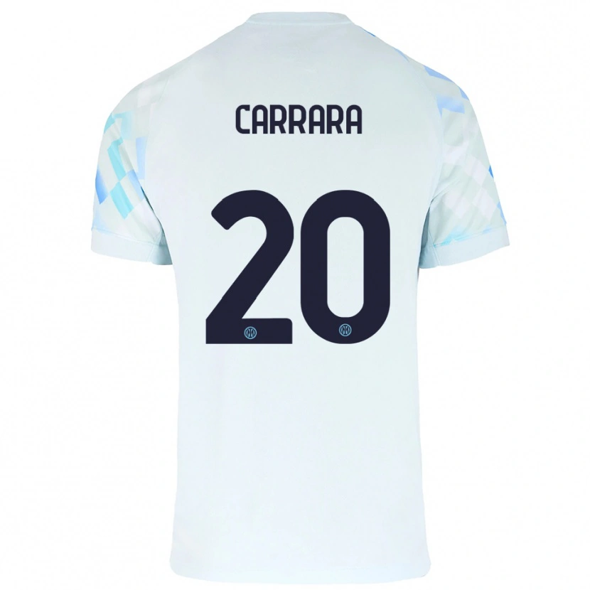 Danxen Dame Cristian Carrara #20 Hvit Blå Bortetrøye Drakt Trøye 2025/26 Skjorter T-Skjorte