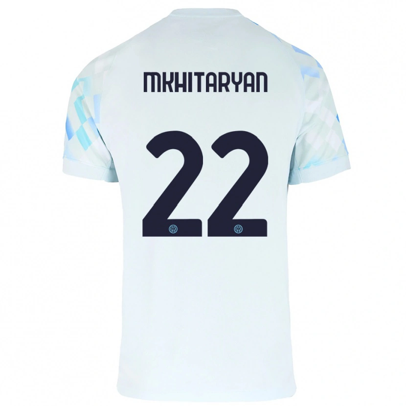 Danxen Dame Henrikh Mkhitaryan #22 Hvit Blå Bortetrøye Drakt Trøye 2025/26 Skjorter T-Skjorte