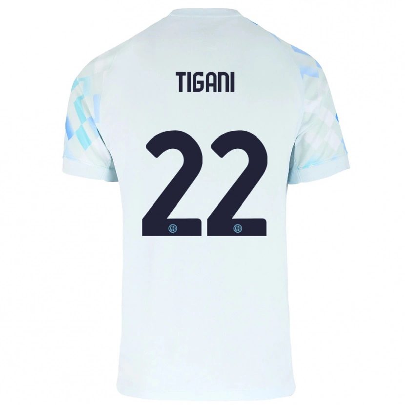 Danxen Dame Edoardo Tigani #22 Hvit Blå Bortetrøye Drakt Trøye 2025/26 Skjorter T-Skjorte