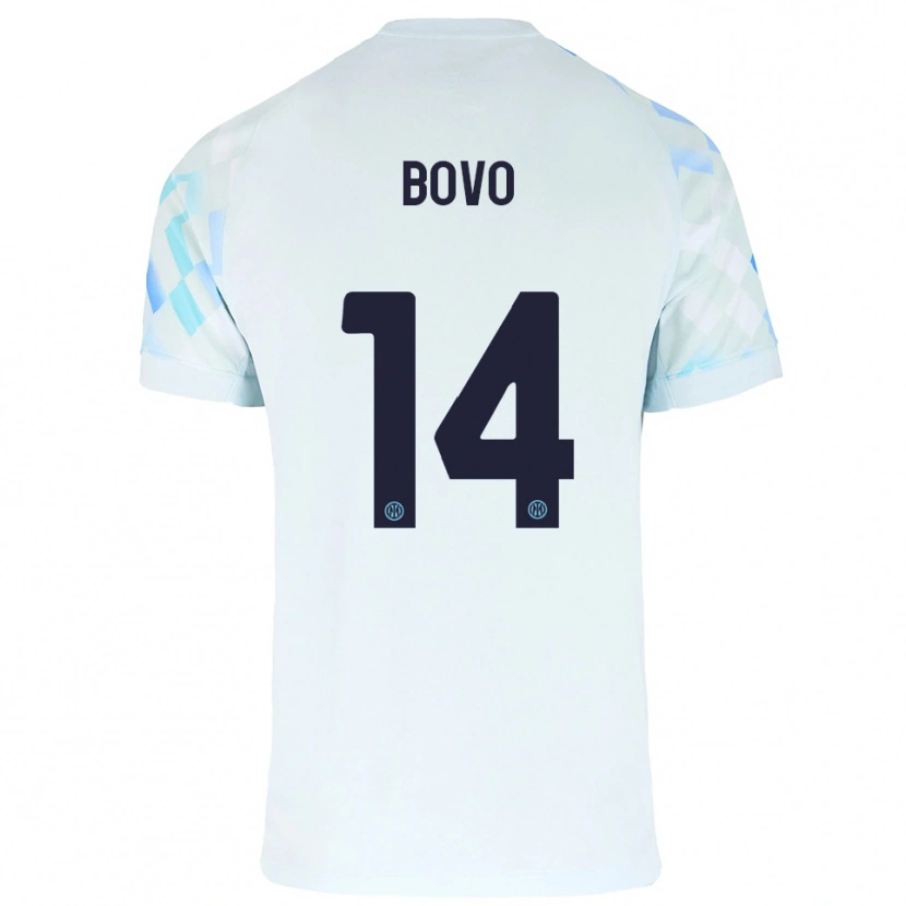Danxen Dame Leonardo Bovo #14 Hvit Blå Bortetrøye Drakt Trøye 2025/26 Skjorter T-Skjorte