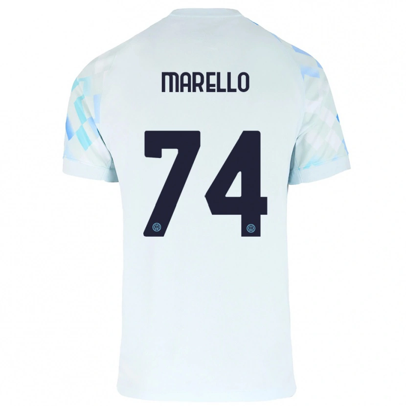 Danxen Dame Mattia Marello #74 Hvit Blå Bortetrøye Drakt Trøye 2025/26 Skjorter T-Skjorte