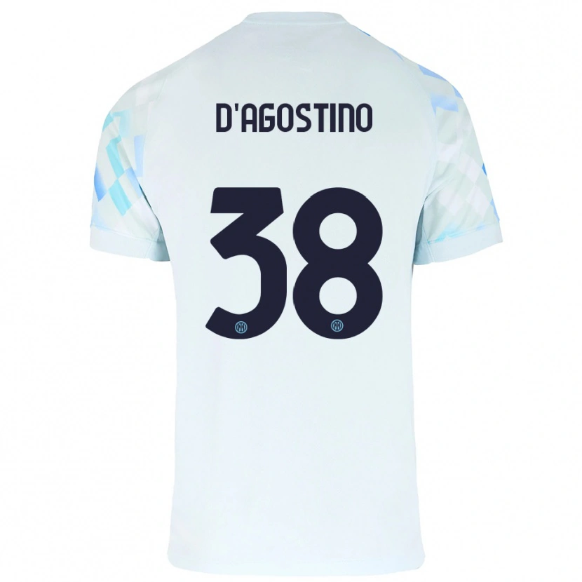 Danxen Dame Giovanni D'agostino #38 Hvit Blå Bortetrøye Drakt Trøye 2025/26 Skjorter T-Skjorte