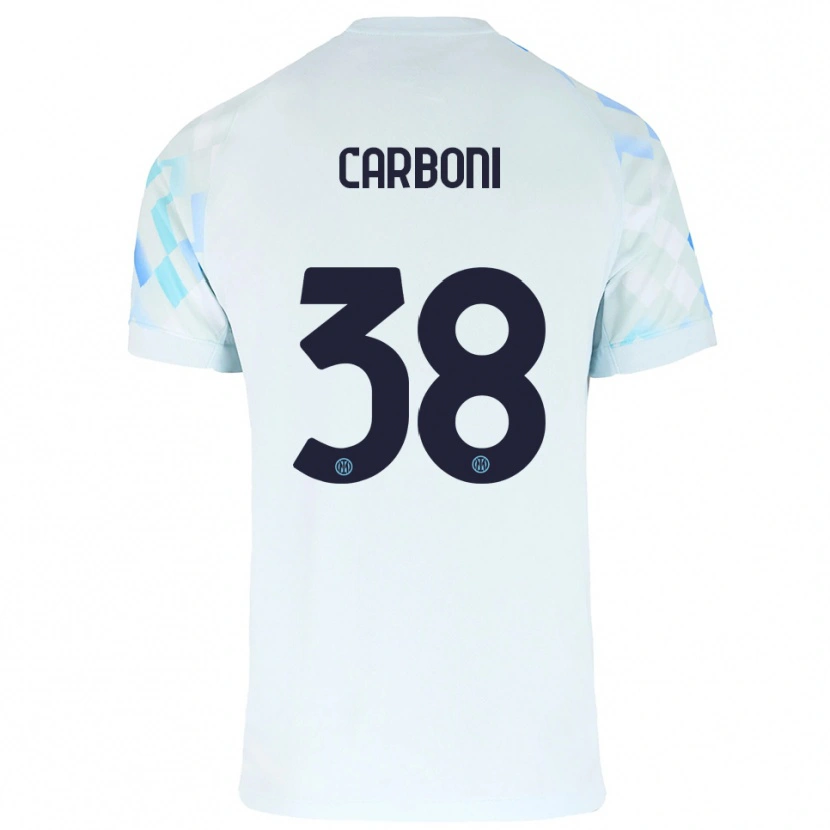 Danxen Dame Valentin Carboni #38 Hvit Blå Bortetrøye Drakt Trøye 2025/26 Skjorter T-Skjorte