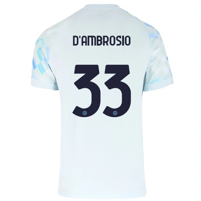Danxen Dame Danilo D'ambrosio #33 Hvit Blå Bortetrøye Drakt Trøye 2025/26 Skjorter T-Skjorte