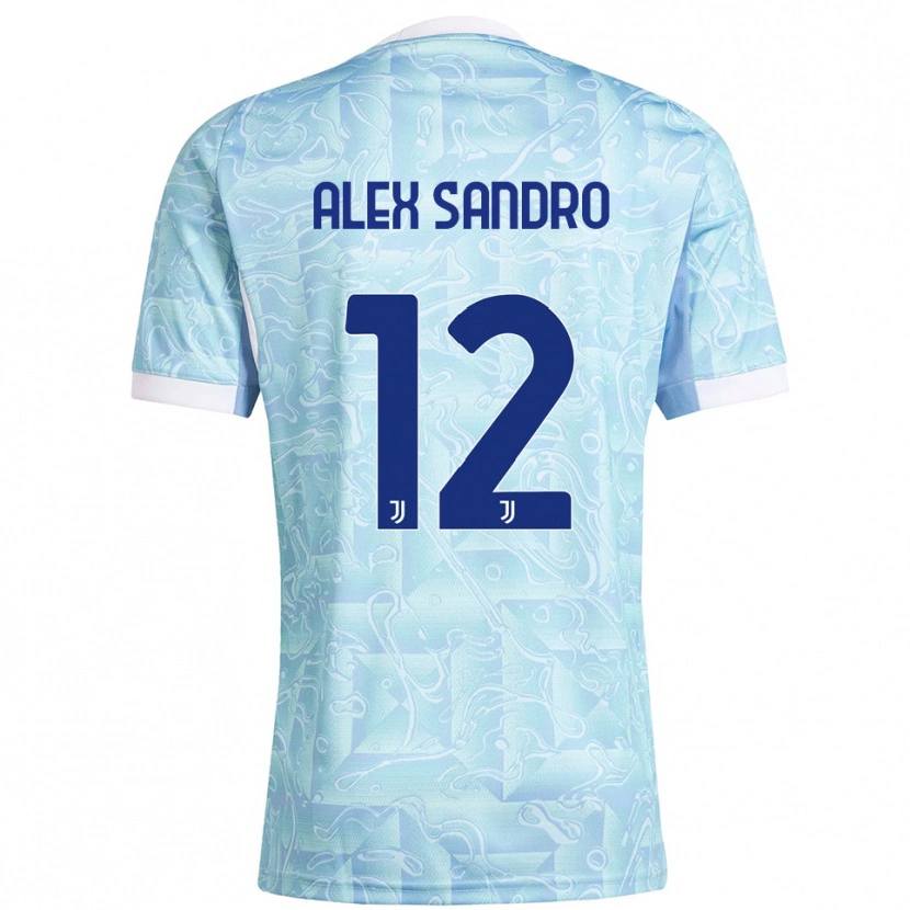 Danxen Dame Alex Sandro #12 Lyseblå Gul Bortetrøye Drakt Trøye 2025/26 Skjorter T-Skjorte
