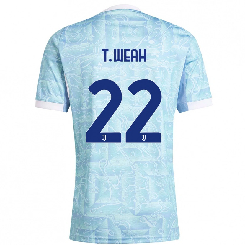 Danxen Dame Timothy Weah #22 Lyseblå Gul Bortetrøye Drakt Trøye 2025/26 Skjorter T-Skjorte